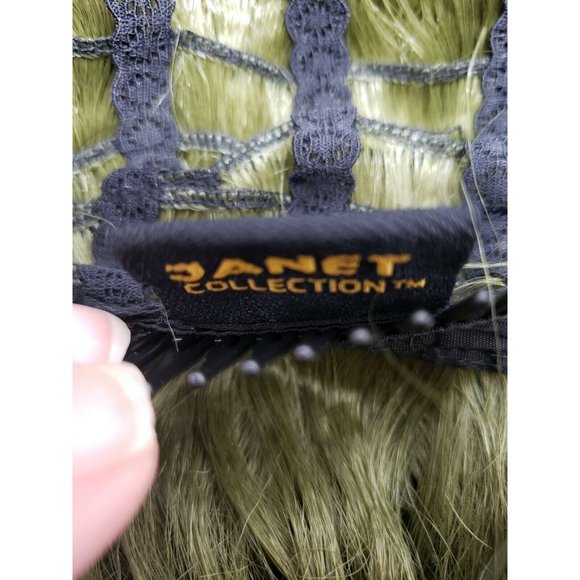 Janet Collection Olive Green Human Hair Blend 6" Deep Center Part Lace Front Wig - Picture 7 of 11